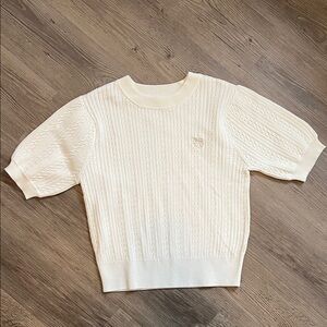 Romeo Cream Cable Knit Short Sleeve Sweater